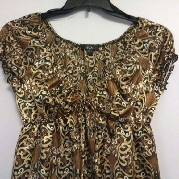 BCX Women's Blouse Top Brown Black Tan - Picture 2 of 4